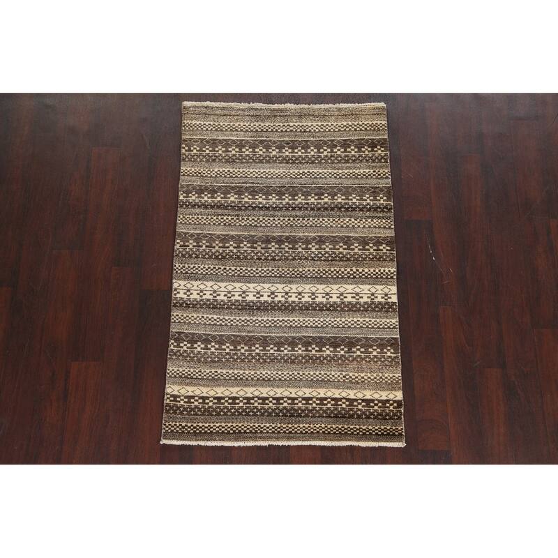 Tribal Geometric Gabbeh Kashkoli Oriental Wool Area Rug Hand-knotted - 3'2" x 5'1"
