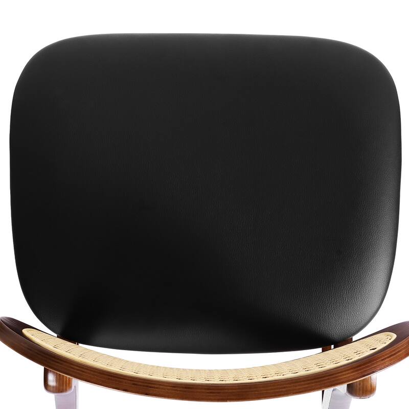 Wood Upholstered Counter Height Bar Stools with Rattan Back - 36.81"H x 17.72"W x 18.7"D