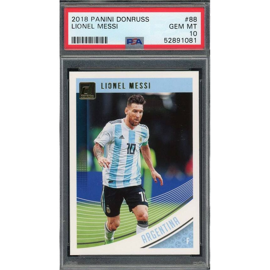 Lionel Messi 2018 Panini Donruss Soccer Card #88 Graded PSA 10 - 8'6" x 11'6"
