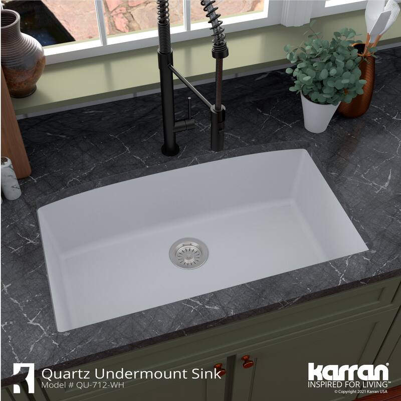Karran Undermount Quartz 32 in. Single Bowl Kitchen Sink Kit