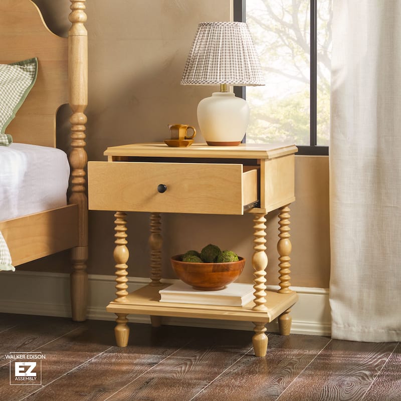 Walker Edison Easy Assembly Solid Wood 1-Drawer Nightstand