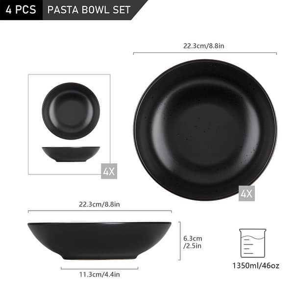 Vancasso Moda 4-piece Stoneware Pasta Bowl Set, 45 Oz - Bed Bath 