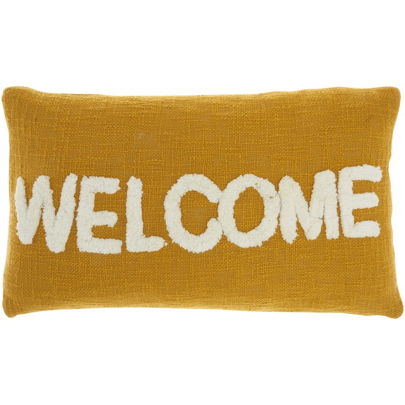 Mina Victory Life Styles Textured Words Welcome Throw Pillow 12"X21"