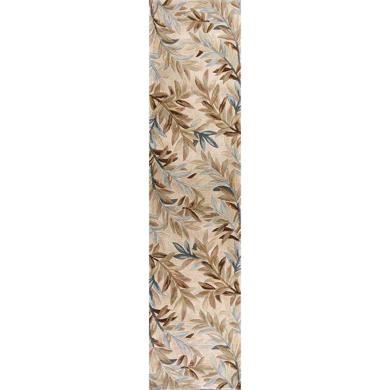 Domani Classics Rustic Leaves Hand-tufted Wool Rug - 2'6" x 10' Runner - Ivory