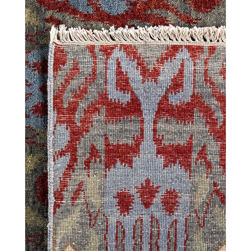 Ikat One-of-a-Kind Hand-Knotted Area Rug - Gray, 9' 2" x 12' 3" - 9' 2" x 12' 3"