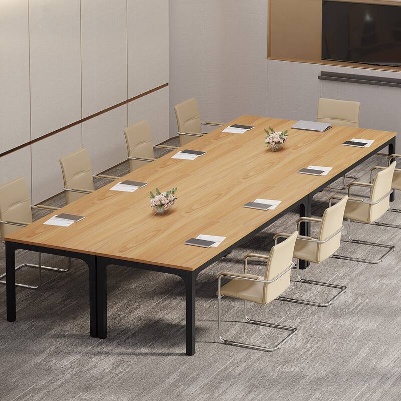 Long Conference Table Set of 4, 13FT Large Rectangle Meeting Seminar Table, 78.74-Inch Business Tables