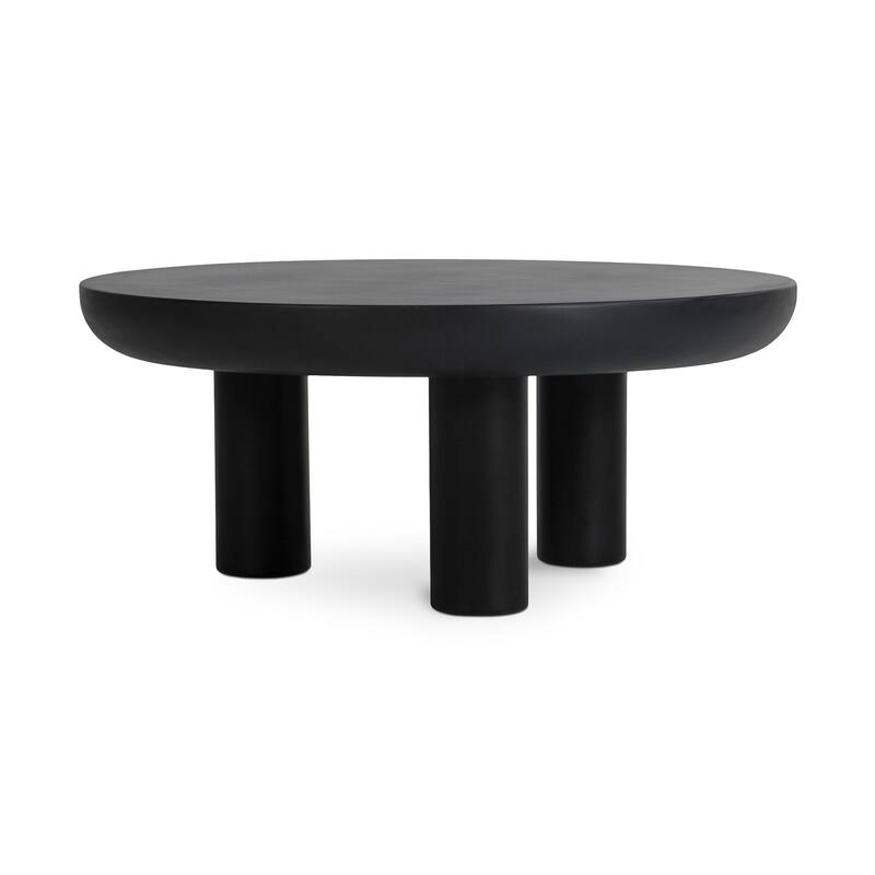 Aurelle Home Rotan Modern Concrete Round Coffee Table