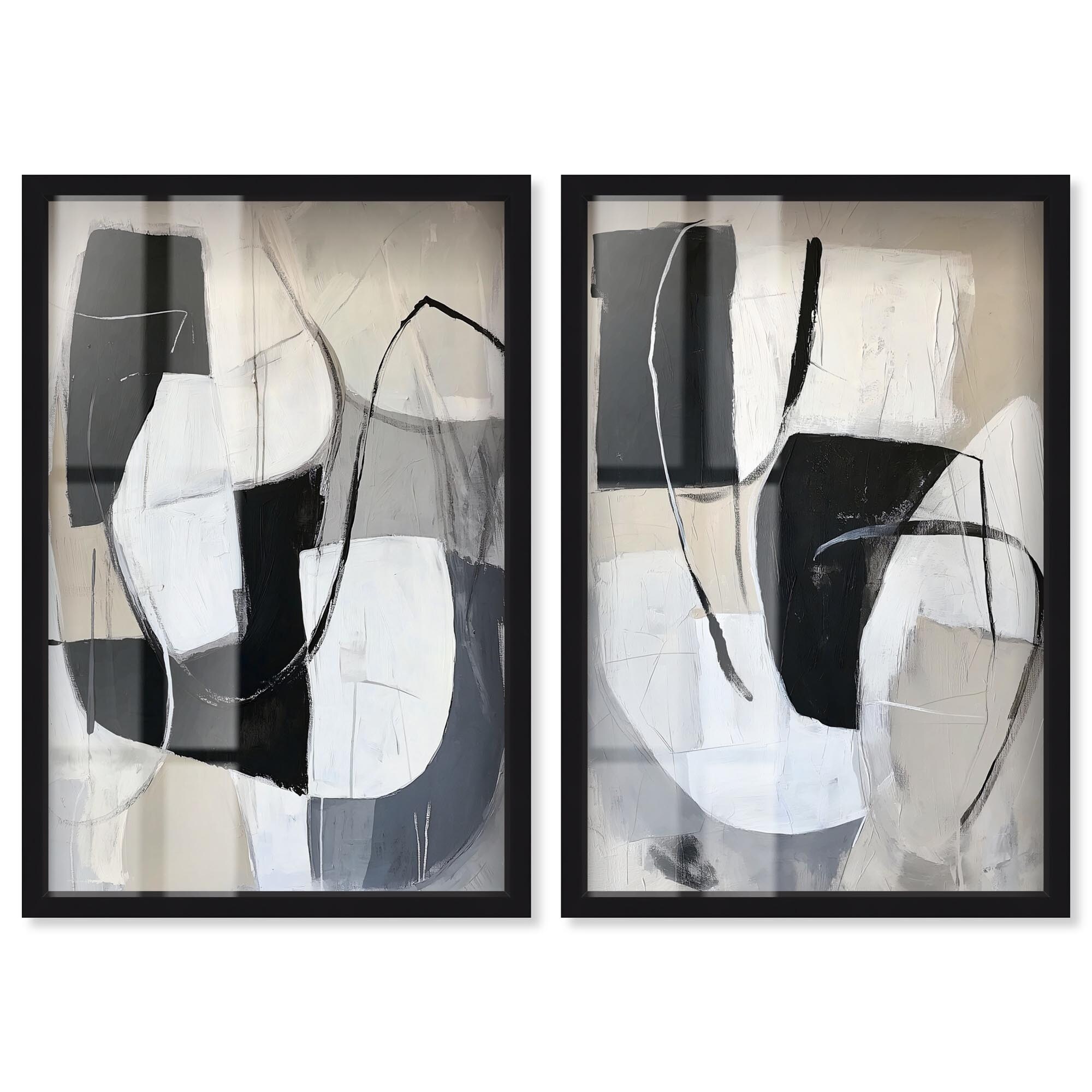 Abstract Pair Boho Art 2 Panel Set Shadowbox Print by Art Remedy