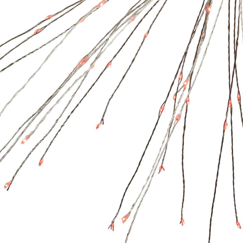 20" LED Lighted Firework Silver Branch Christmas Decoration Red Lights