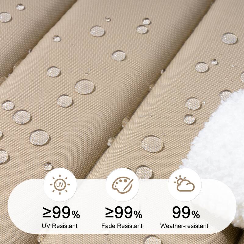 Outdoor Chaise Lounge Cushion Quilted Patio Sun Lounger Pad with Straps