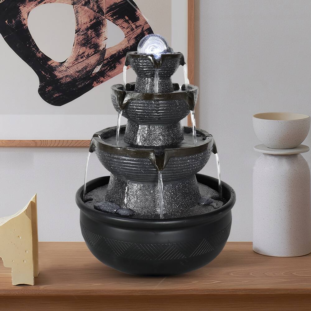 Small Water fountain - Tabletop fountain with Lights and Ball for Home