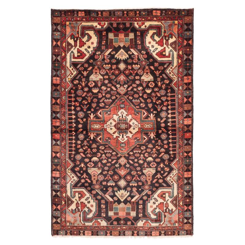 ECARPETGALLERY Hand-knotted Anadol Black Wool Rug - 4'5 x 7'5