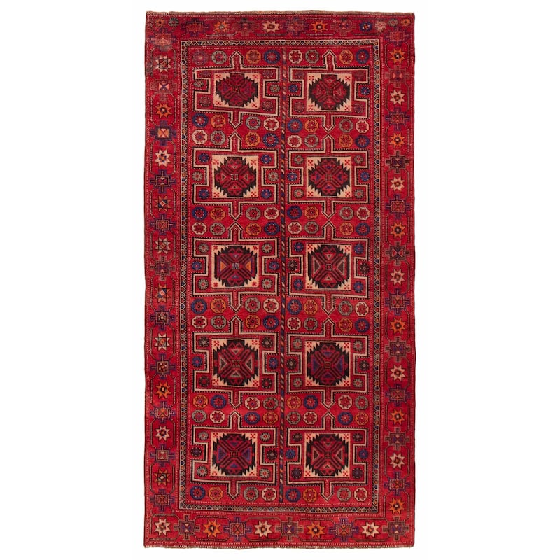 ECARPETGALLERY Hand-knotted Melis Vintage Red Wool Rug - 4'6 x 9'0 - Red - 4'6 x 9'0