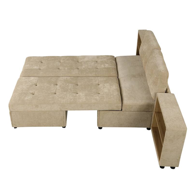Sectional Sofa for Living Room Modular Sleeper Sofa with 2 Storage Racks Free-combined Sofa, Upholstered Corner Chaise