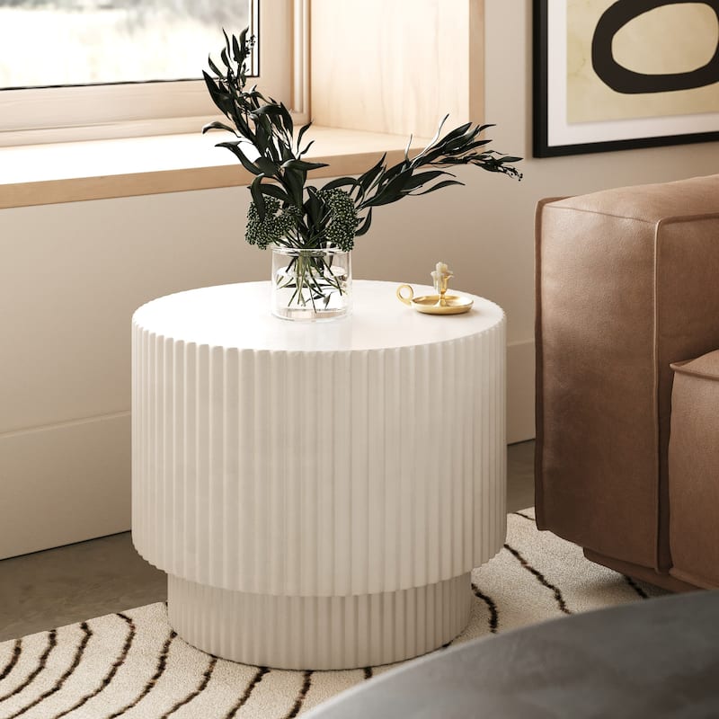 Modrest Gruver Modern White Concrete End Table