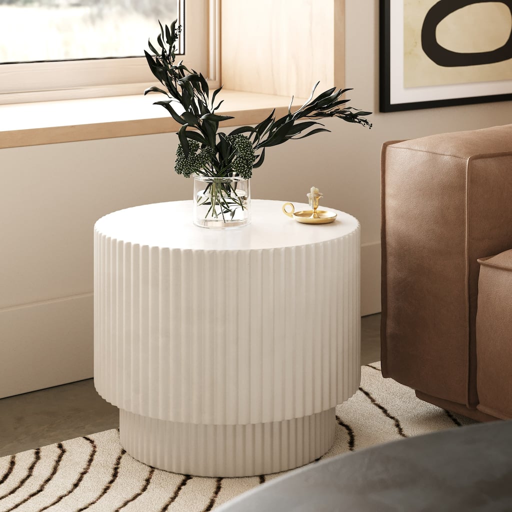 Modrest Gruver Modern White Concrete End Table