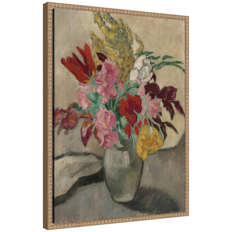 Kate and Laurel Vase avec bouquet de fleurs by Louis Valtat by Nostalgia Prints Framed Canvas Wall Art Print - 18x24