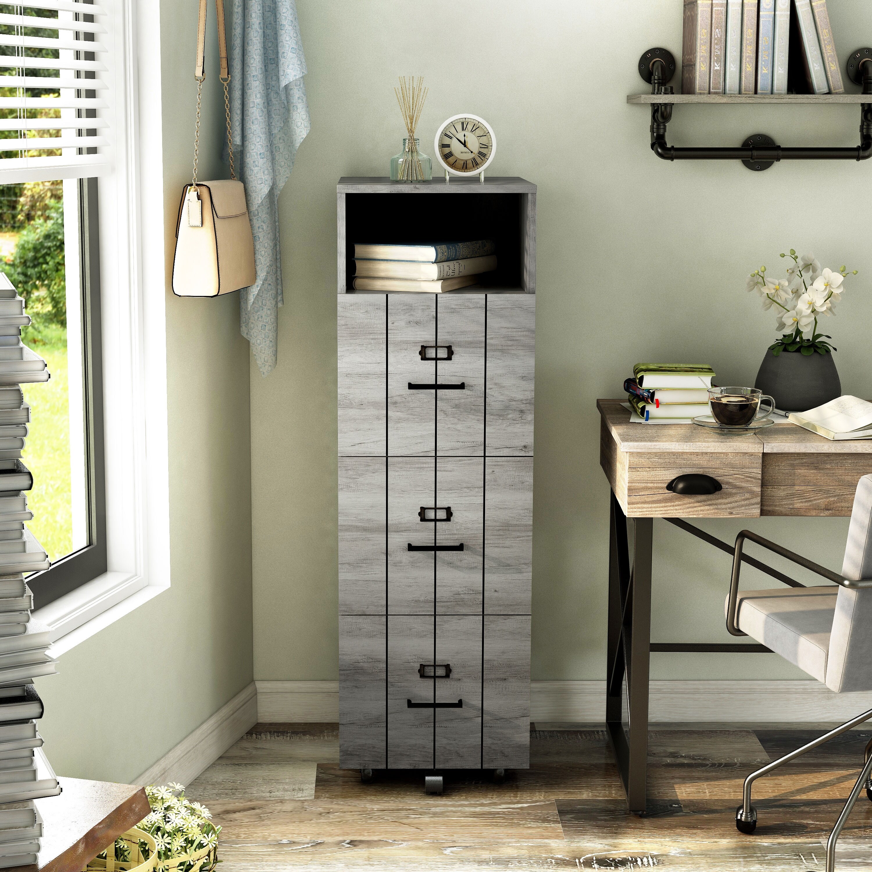 Shop Furniture Of America Bise Rustic Walnut 3 Drawer File Cabinet On Sale Overstock 14163421