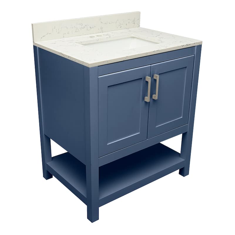 Taos 31" Bathroom Vanity with Cultured Marble Vanity Top Sink in White with White Basin