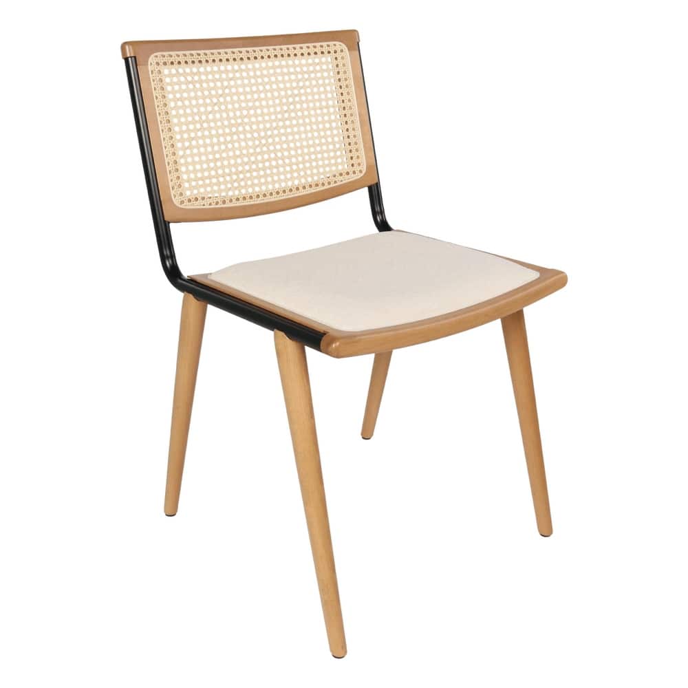 Breuer Chair Company Rereke Dining Side Chair w/ Padded Seat Beech Wood Cane Back Steel Frame & Wooden Legs (Made in Italy)