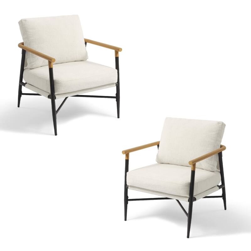 Anis 27'' W Vegan Leather/ Chenille Metal X Base Accent Chair Set of 2
