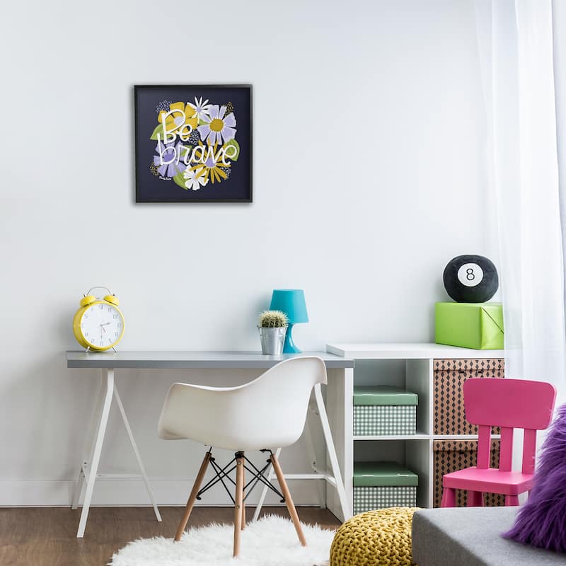 Stupell Be Brave over Florals Framed Giclee Art Design By Mandy Ford Art + Illustration
