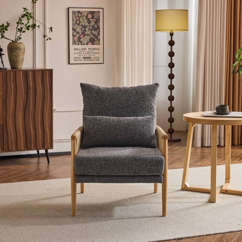 Chenille Accent Chair with Pillow