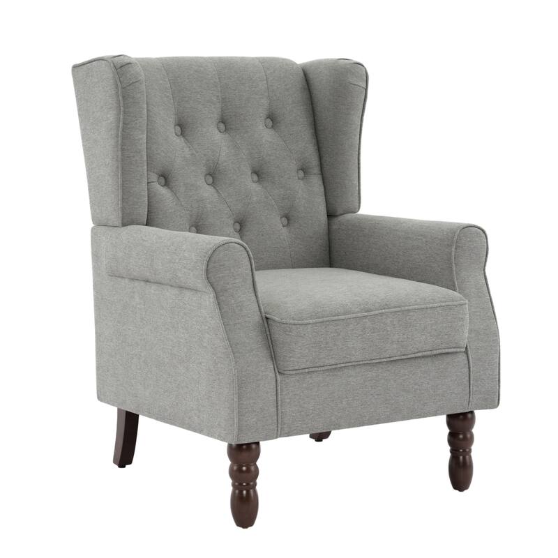 Button Tufted Armchair Wingback Wood legs Accent Chairs (Set of 2)