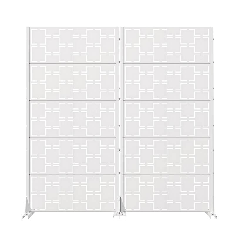 Outdoor Freestanding Metal Privacy Screen Decorative Garden Fence Set of 2