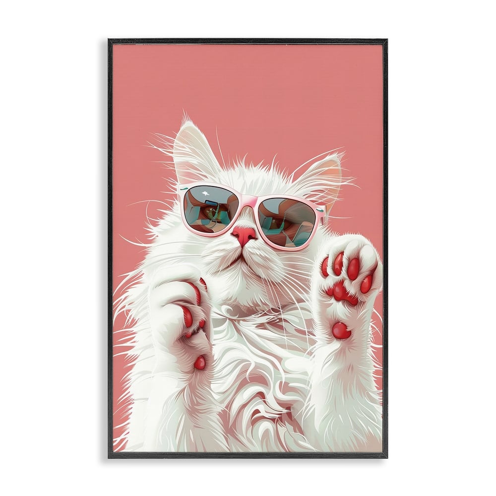 Stupell Glam Cat with Sunglasses Framed Giclee Art Design By LSR Design Studio
