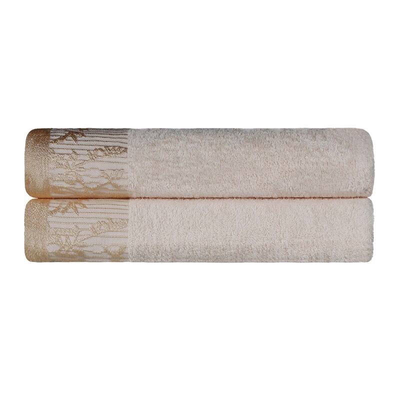 Superior Wisteria Cotton Floral Jacquard Border Bath Towel Set