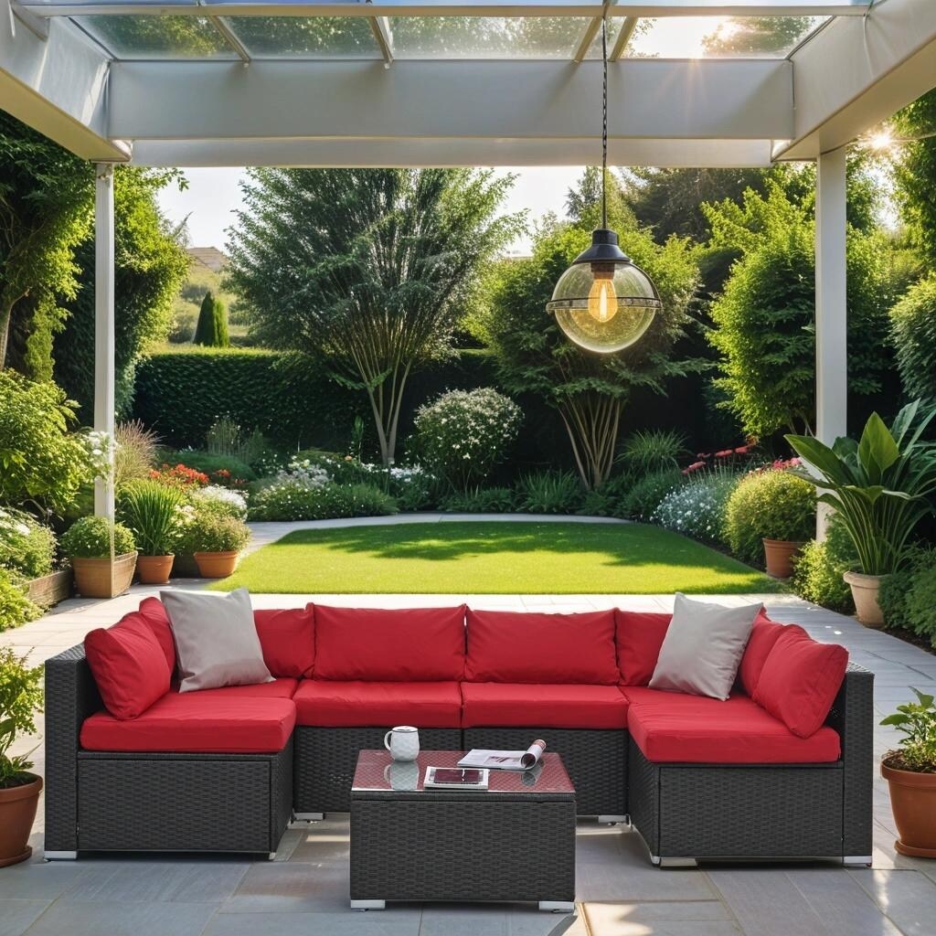7Piece Outdoor Patio All Weather Modular Sectional Sofa Set with