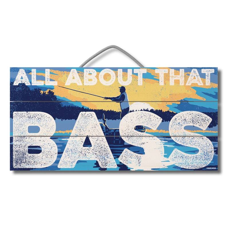 That Bass Decorative Slatted Pallet Wood Sign 12" by 6" Made in the USA - Multi - Multi