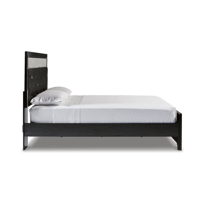 Signature Design by Ashley Kaydell Black/Silver Upholstered Panel Platform Bed