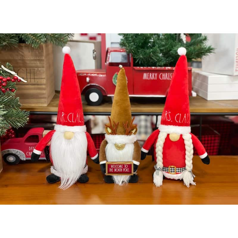 Rae Dunn CHRISTMAS Themed Gnomes - SET OF 3 - WELCOME TO THE NORTH POLE