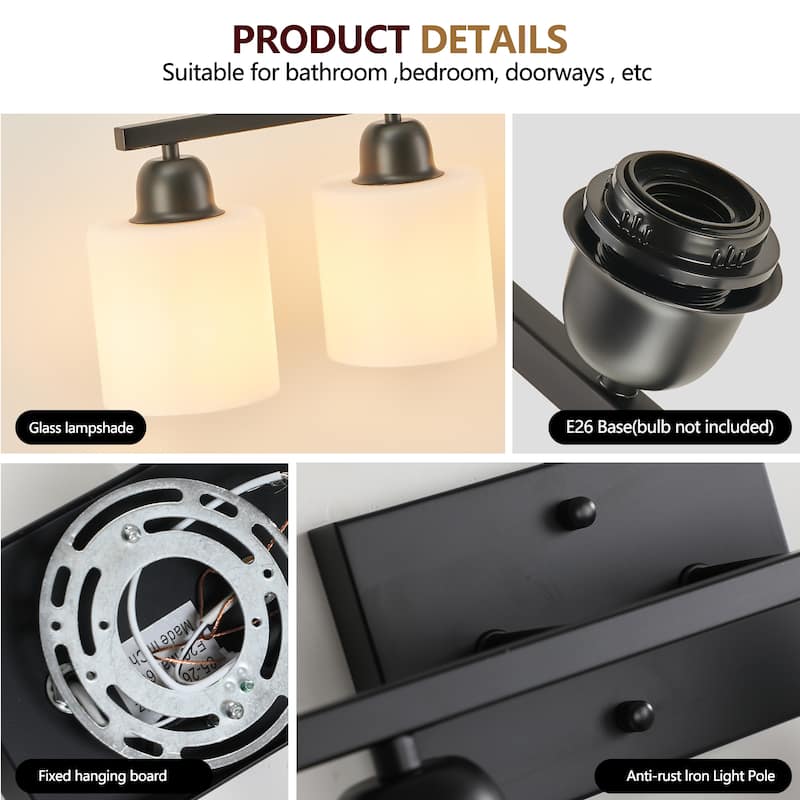 6-Light 38" Matte Black Bathroom Vanity - Wall Sconce for Bedroom, Living