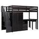 preview thumbnail 28 of 110, Twin/Full Size Loft Bed with Storage Staircase, Wardrobe and Desk, Solid Wood Loft Bedframe with 2 Storage Drawers and Shelves