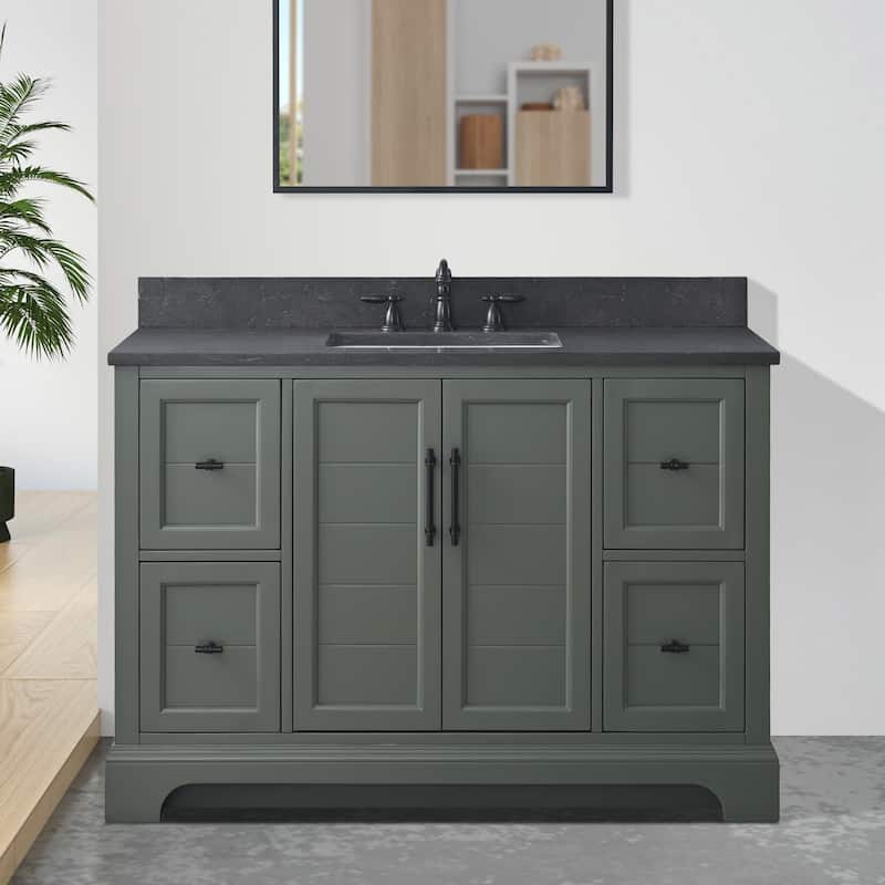 Vanity Art 48" Single Sink Bathroom Vanity with Top & Backsplash - Vintage Green