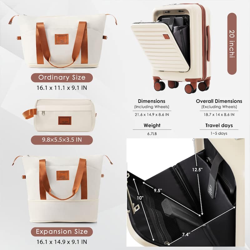 4-Piece Luggage Set with USB Charging Ports