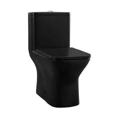 Charme One Piece Square Toilet Dual Flush 1.1/1.6 Gpf With 10" Rough-In, Matte Black - 25.8" x 14.95" 29.95"