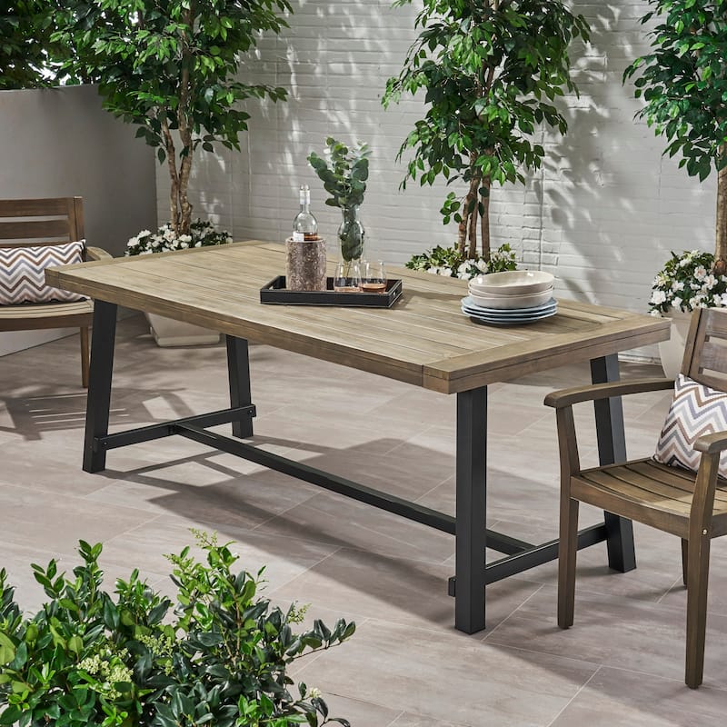 Carlisle Outdoor Wooden Dining Table by Christopher Knight Home - 79.00" L x 36.00" W x 30.00" H - Grey with Black Finish