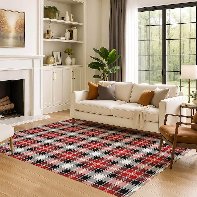 Premium Washable Super Soft Christmas Plaid Mayfield Rug