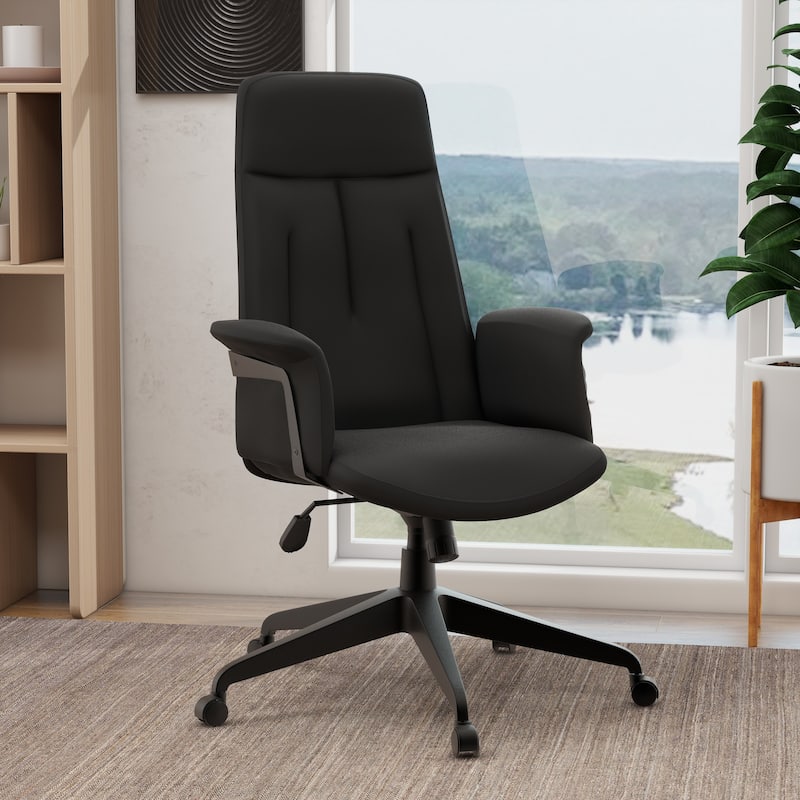 Infini Ergonomic Modern High Back Leather Executive Office Chair with Adjustable Height, Swivel, Padded Armrests & Iron Base