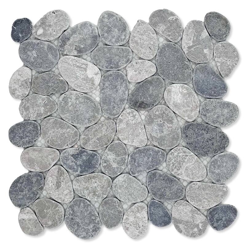 Cruz Bay Studio XC3 Coin Marble - 11" x 11" Pebble and Rock Floor and - Grey Blend