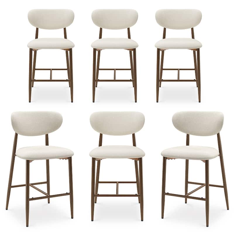Modern Bar Stools, 25 Inch Height with Back Support & Fabric Upholstery for Home Bar