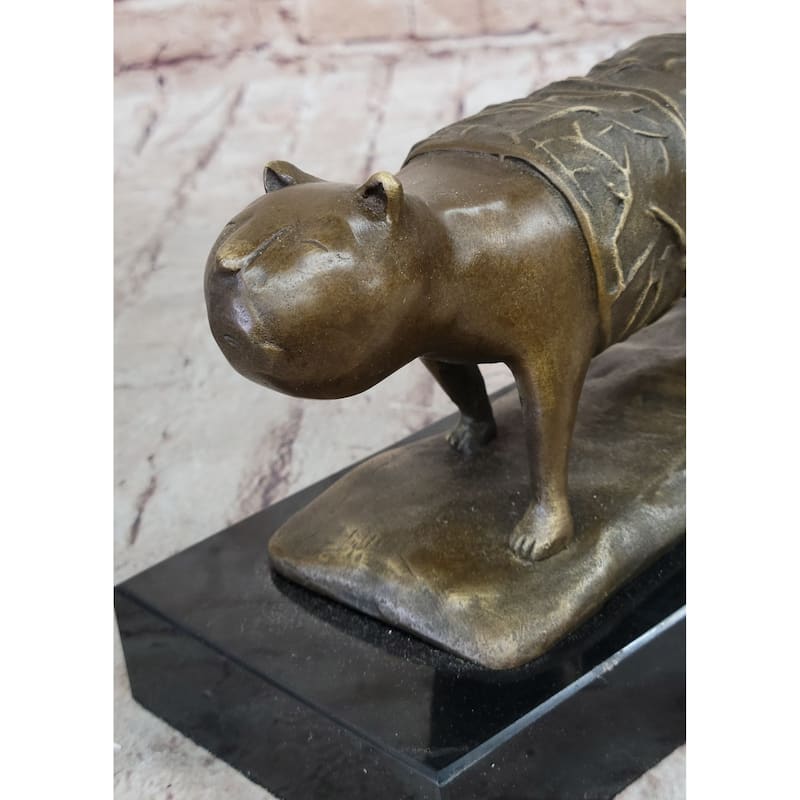 Fernando Botero Skinny Imitative Cat Bronze Abstract Modern Art Sculpture Statue Decor 7 Inches X 11 Inches