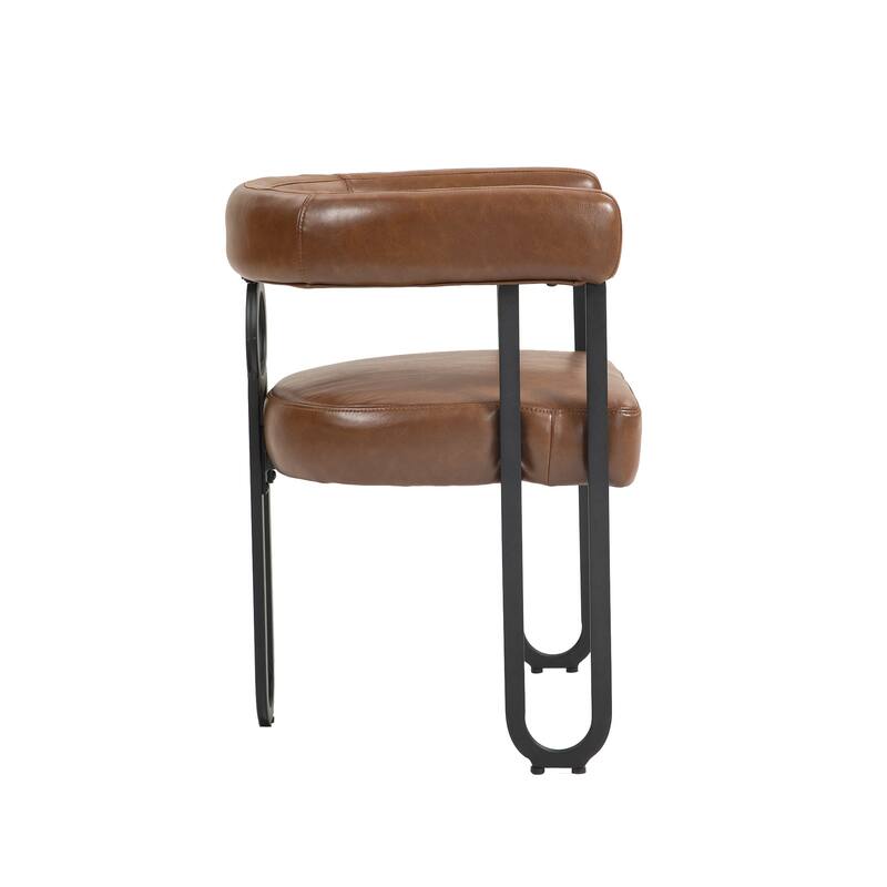 PU Accent Chair Dining Chair Barrel Side Chairs Armchair Set of 2