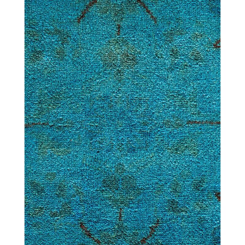 Overton Hand Knotted Wool Vintage Inspired Modern Contemporary Overdyed Blue Area Rug - 8' 3" x 10' 3"