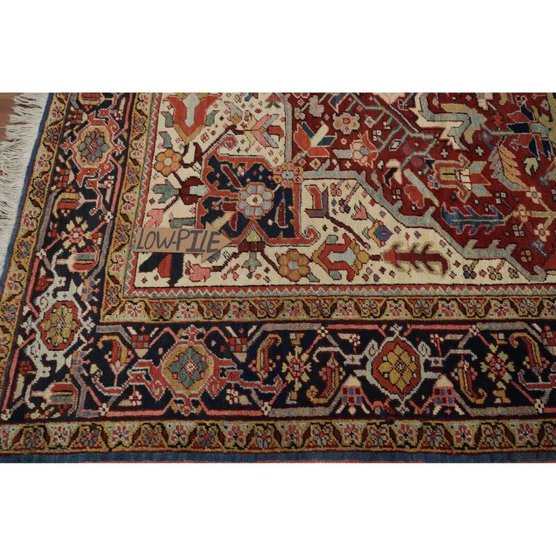 Hand Knotted Oriental 100% Wool Carpet Traditional Medallion Oranges & Rust Heriz (serapi) Area Rug - 10' 6'' X 8' 3''