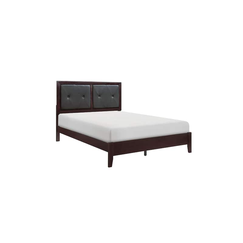 Elysee 3 Piece Espresso Modern Faux Leather Upholstered Panel Bedroom Set